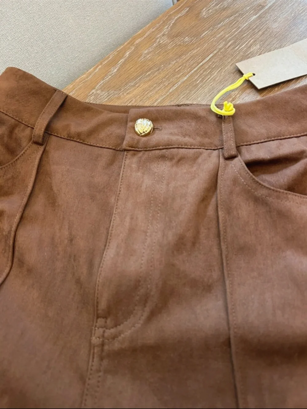 Women's suede  Wide-Leg Pants in Brown